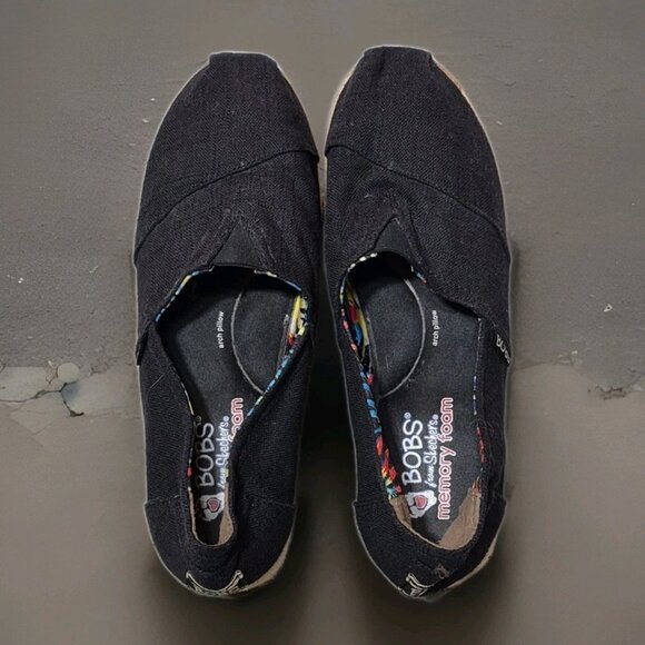 BOBS Skechers Women's Black Espadrilles Wedges Memory Foam Arch Pillow Sz 9 - Picture 5 of 7